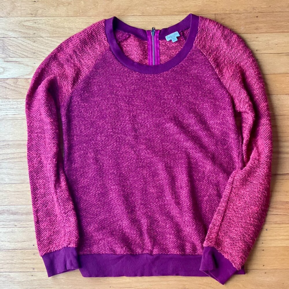 Splendid Soft Marled Pullover Sweater with Back Zip - Size M